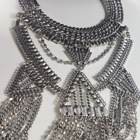 Vintage Rhinestone Bib Statement Necklace, Huge Runway Necklace, Theater Costume - Picture 9 of 13